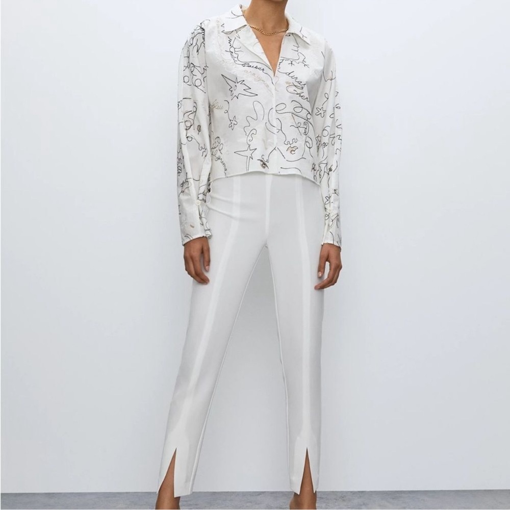 Aritzia Babaton Atelier Jotham Split Hem White Pants High Rise